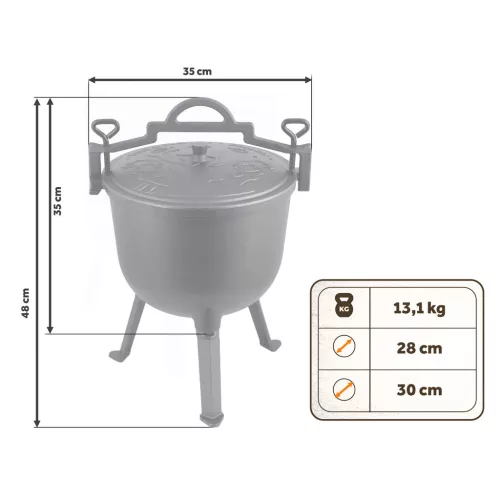 Öntöttvas zománcozott edény 11l-es tábortüzes grillhez BD-481 348110