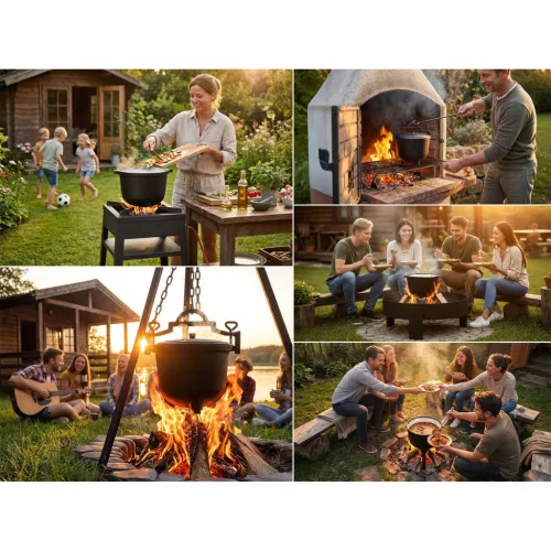 Öntöttvas zománcozott edény 11l-es tábortüzes grillhez BD-481 348110