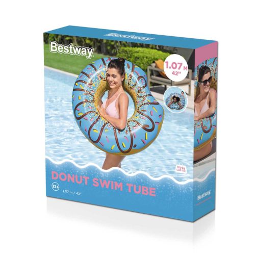 Felfújható strandgyűrű úszáshoz kék Donut 107cm BESTWAY