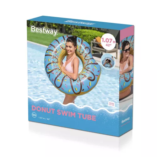 Felfújható strandgyűrű úszáshoz kék Donut 107cm BESTWAY