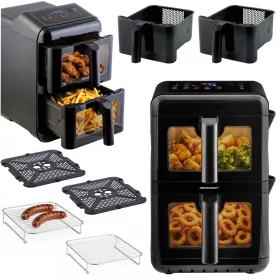   Légkeveréses fritőz, kétkamrás, függőleges, 11,6 l, Berdsen 3000W BD-663