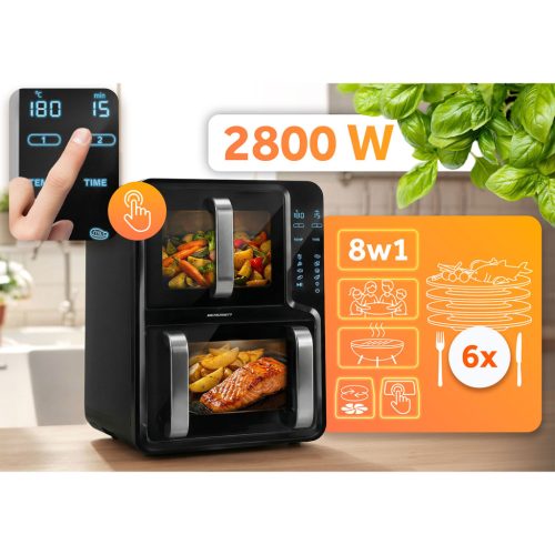 Frytkownica beztłuszczowa dwukomorowa pionowa 12 l Air fryer frytownica Berdsen 2800W BD-664 