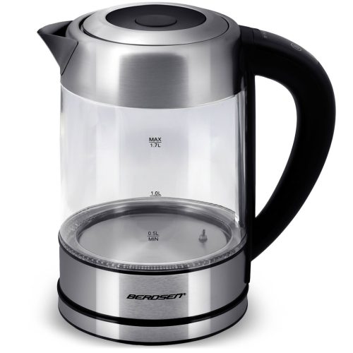 Elektromos üveg vízforraló hőmérséklet-szabályozással 1,7 l 2200 W Berdsen BD-714