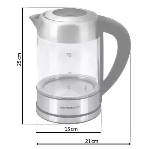 Elektromos üveg vízforraló hőmérséklet-szabályozással 1,7 l 2200 W Berdsen BD-714