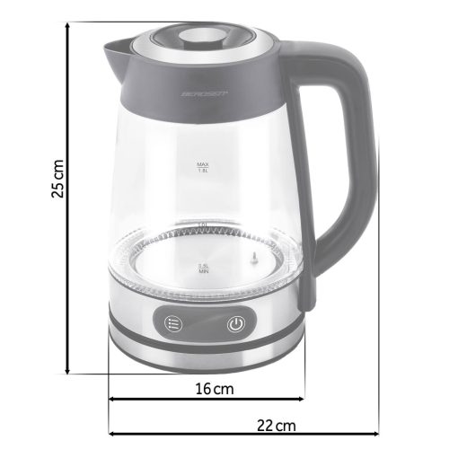 Elektromos üveg vízforraló hőmérséklet-szabályozással 1,8 l 2200 W Berdsen BD-715