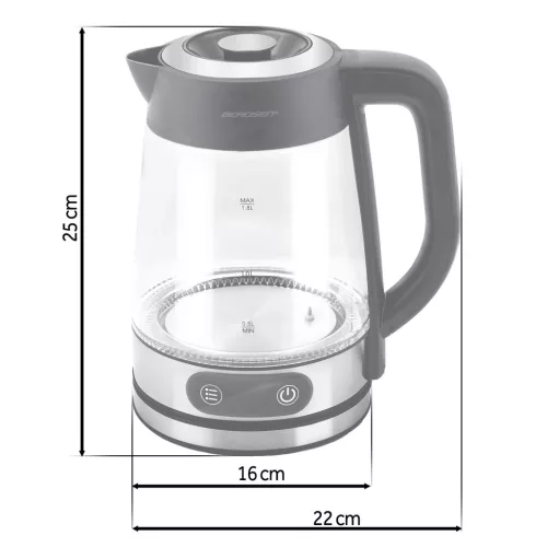 Elektromos üveg vízforraló hőmérséklet-szabályozással 1,8 l 2200 W Berdsen BD-715