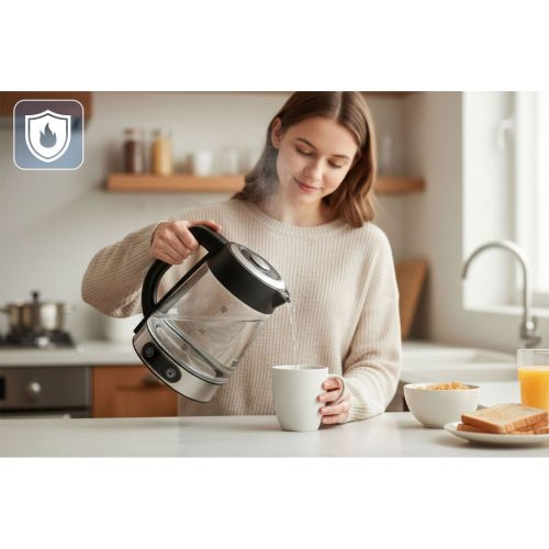 Elektromos üveg vízforraló hőmérséklet-szabályozással 1,8 l 2200 W Berdsen BD-715