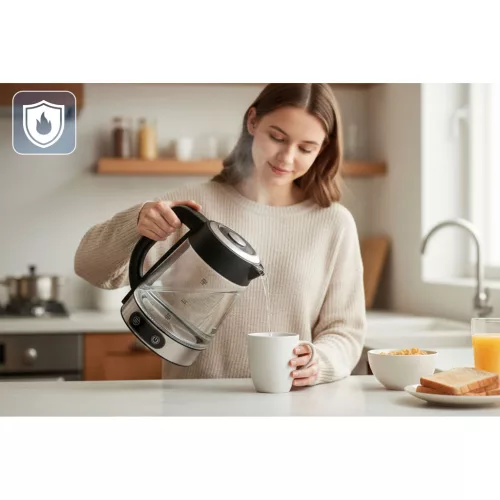 Elektromos üveg vízforraló hőmérséklet-szabályozással 1,8 l 2200 W Berdsen BD-715