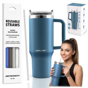   Berdsen vákuumos termosz bögre szívószállal, 1180 ml, sötétkék