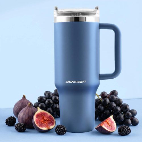 Berdsen vákuumos termosz bögre szívószállal, 1180 ml, sötétkék