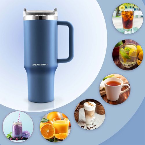 Berdsen vákuumos termosz bögre szívószállal, 1180 ml, sötétkék