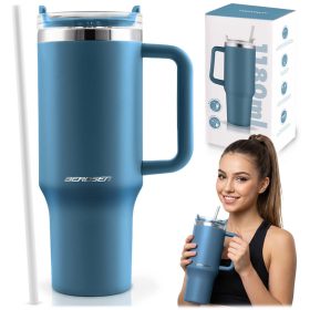   Berdsen vákuumos termosz bögre szívószállal 1180 ml sötétkék