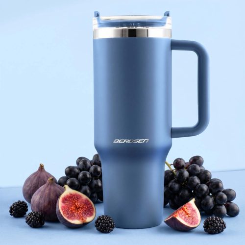 Berdsen vákuumos termosz bögre szívószállal 1180 ml sötétkék