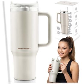   Berdsen vákuumos termosz szívószállal 1180 ml krémszínű