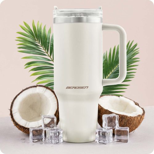 Berdsen vákuumos termosz szívószállal 1180 ml krémszínű