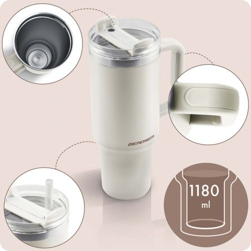 Berdsen vákuumos termosz szívószállal 1180 ml krémszínű