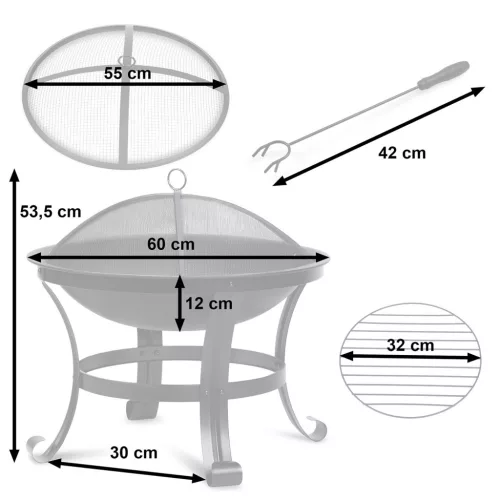 Kerti tűzrakó hely 60 cm Berdsen BD-880