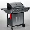 Gázüzemű kerti grillsütő, öntöttvas ráccsal és fedővel, 4+1 égővel, Berdsen BD-896