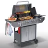Gázüzemű kerti grillsütő, öntöttvas ráccsal és fedővel, 4+1 égővel, Berdsen BD-896