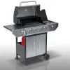Gázüzemű kerti grillsütő, öntöttvas ráccsal és fedővel, 4+1 égővel, Berdsen BD-896