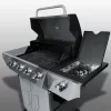 Gázüzemű kerti grillsütő, öntöttvas ráccsal és fedővel, 4+1 égővel, Berdsen BD-896