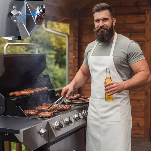 Gázüzemű kerti grillsütő, öntöttvas ráccsal és fedővel, 4+1 égővel, Berdsen BD-896