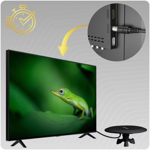 Kültéri és beltéri TV antenna, 4K Ultra HD, VHF és UHF, fekete - Berdsen BD-955 