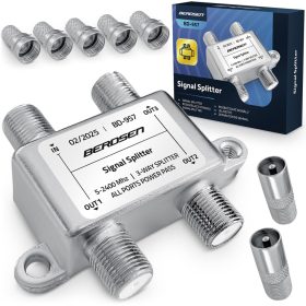   Antenna spliter elosztó 5x F bemenet - 2x F–IEC gyorscsatlakozó, fém, 5–2400 Mhz - es működési tartomány - Berdsen BD-957