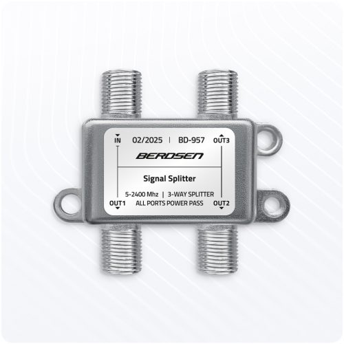 Antenna spliter elosztó 5x F bemenet - 2x F–IEC gyorscsatlakozó, fém, 5–2400 Mhz - es működési tartomány - Berdsen BD-957
