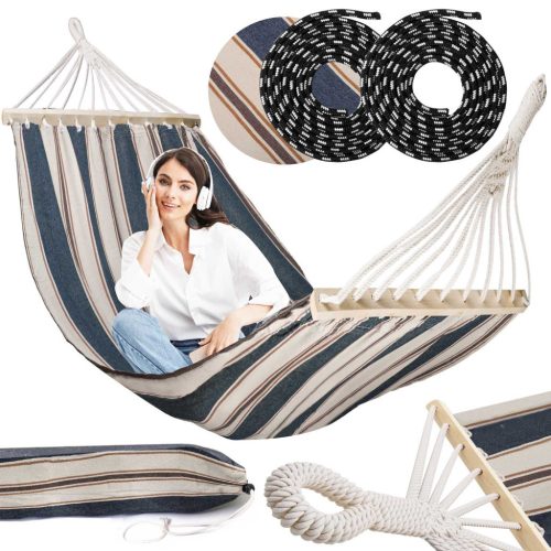 Garden Hammock Bahama Double White and Blue Sofotel