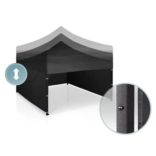Kerti pavilon 3 fallal, 3 x 3 m, fekete, Plonos