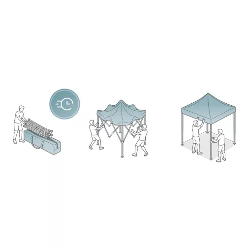 Kerti pavilon 3 fallal, 3 x 3 m, fekete, Plonos