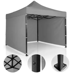 Kerti pavilon 3 fallal, 3 x 3 m, szürke, Plonos