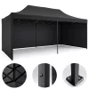 Kerti pavilon 3 fallal, 3 x 6 m, fekete, Plonos