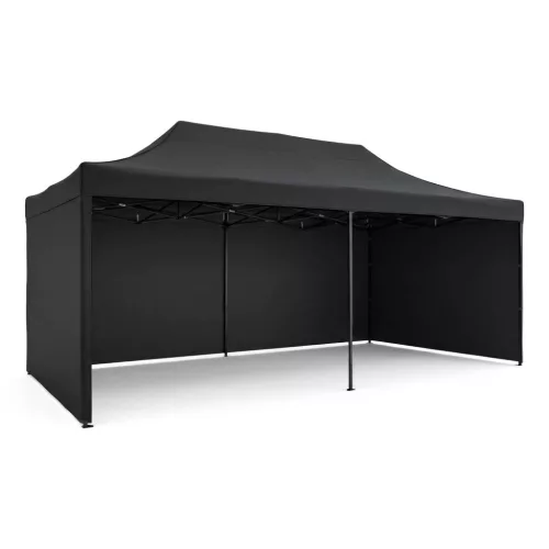 Kerti pavilon 3 fallal, 3 x 6 m, fekete, Plonos