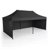 Kerti pavilon 3 fallal, 3 x 6 m, fekete, Plonos