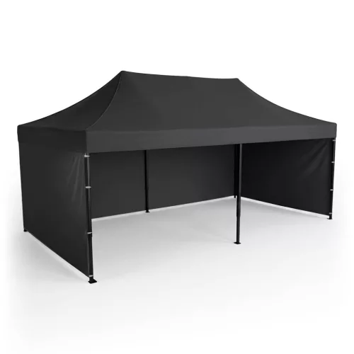 Kerti pavilon 3 fallal, 3 x 6 m, fekete, Plonos