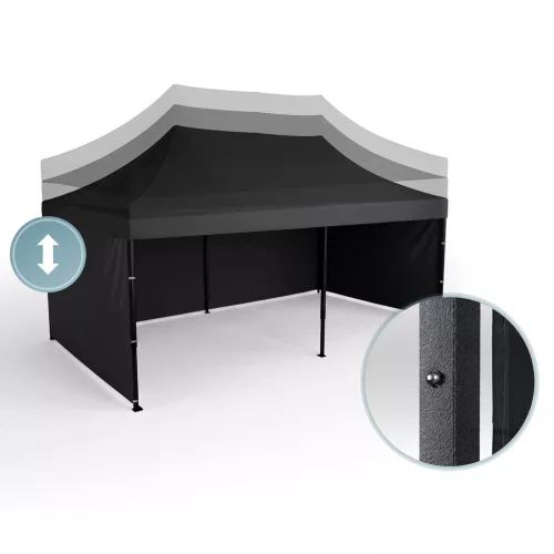 Kerti pavilon 3 fallal, 3 x 6 m, fekete, Plonos