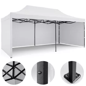 Kerti pavilon 3 fallal, 3 x 6 m, fehér, Plonos