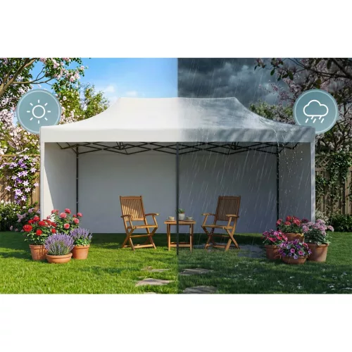 Kerti pavilon 3 fallal, 3 x 6 m, fehér, Plonos