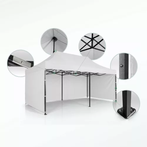Kerti pavilon 3 fallal, 3 x 6 m, fehér, Plonos