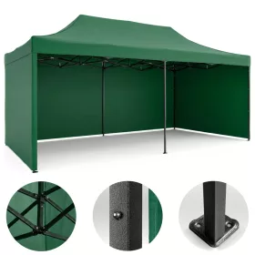 Kerti pavilon 3 fallal, 3 x 6 m, zöld, Plonos