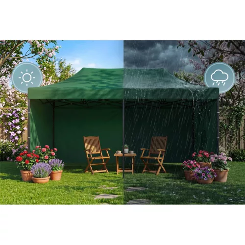 Kerti pavilon 3 fallal, 3 x 6 m, zöld, Plonos