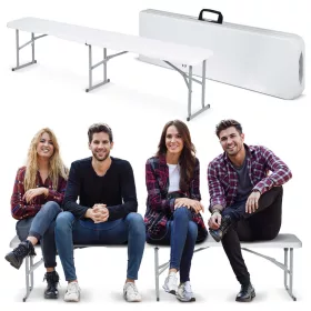Plonos összecsukható kerti pad 180 cm, fehér