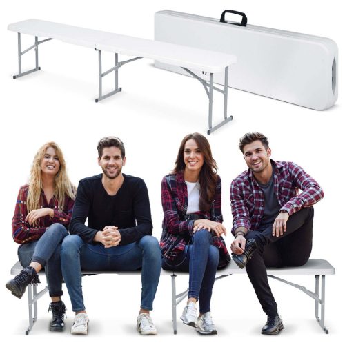 Plonos összecsukható kerti pad 180 cm, fehér
