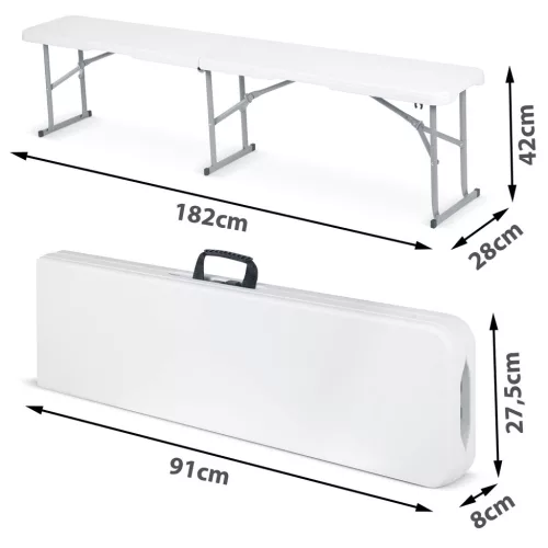 Plonos összecsukható kerti pad 180 cm, fehér