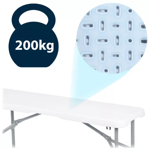 Plonos összecsukható kerti pad 180 cm, fehér