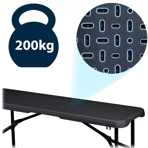 Összecsukható kerti pad 180 cm Plonos fekete