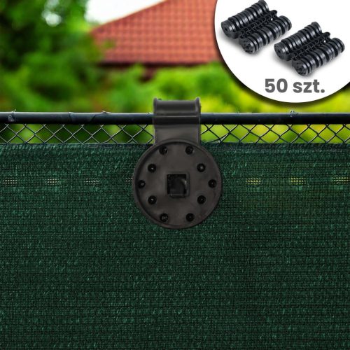 Árnyékoló és védőháló kerítéshez, 1,5x25m 140g/m2 + 50 klip zöld