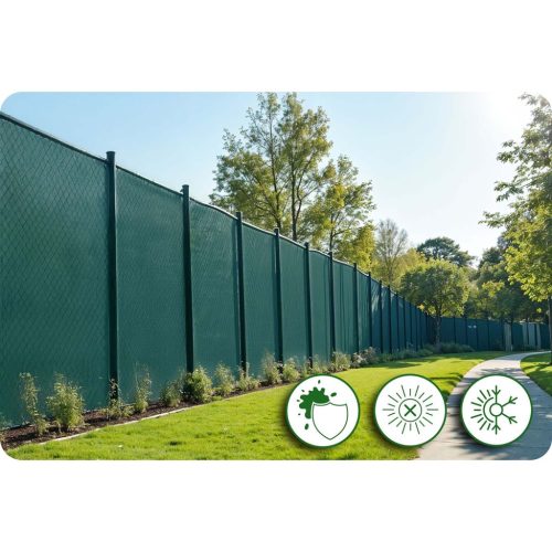 Árnyékoló és védőháló kerítéshez, 1,5x50m 140g/m2 + 50 klip zöld